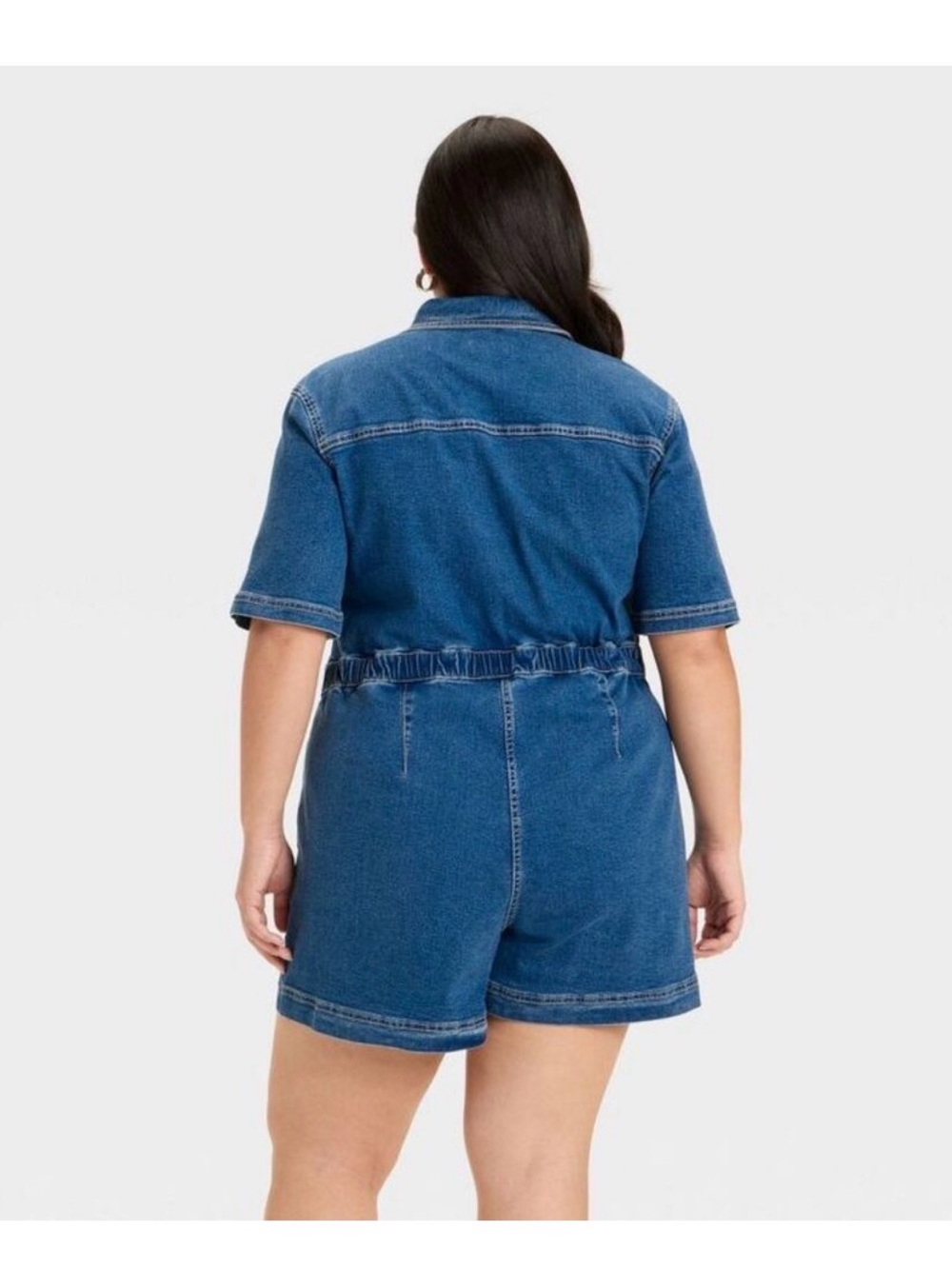 Ava & Viv Blue Denim Mini Shirt Dress - Picture 3 of 7